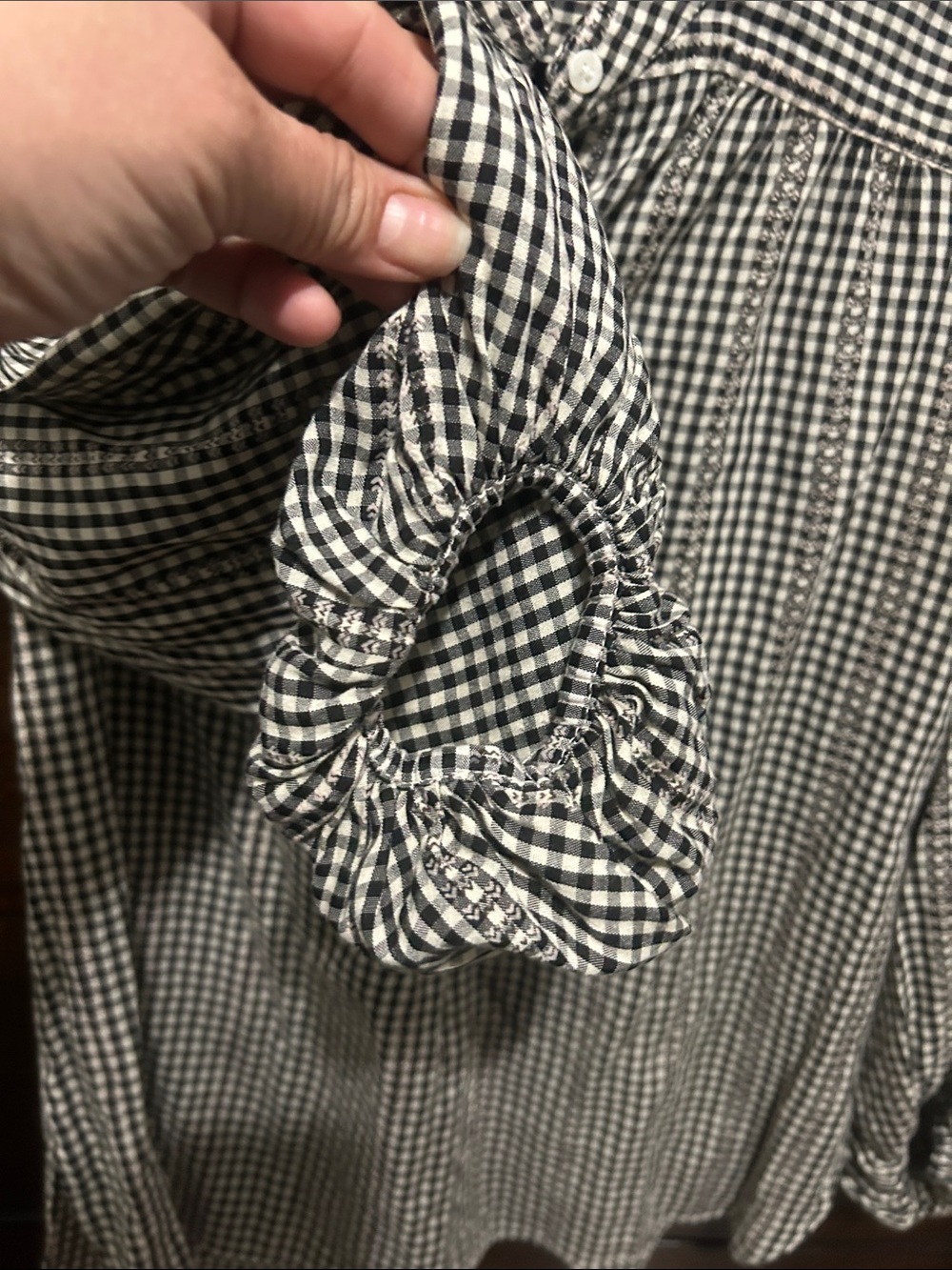 Max Studio Black and White Gingham Button-Down Blouse - Picture 4 of 5